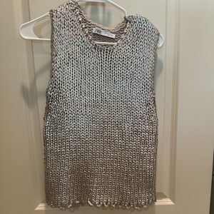 Zara Metallic Knit Vest
